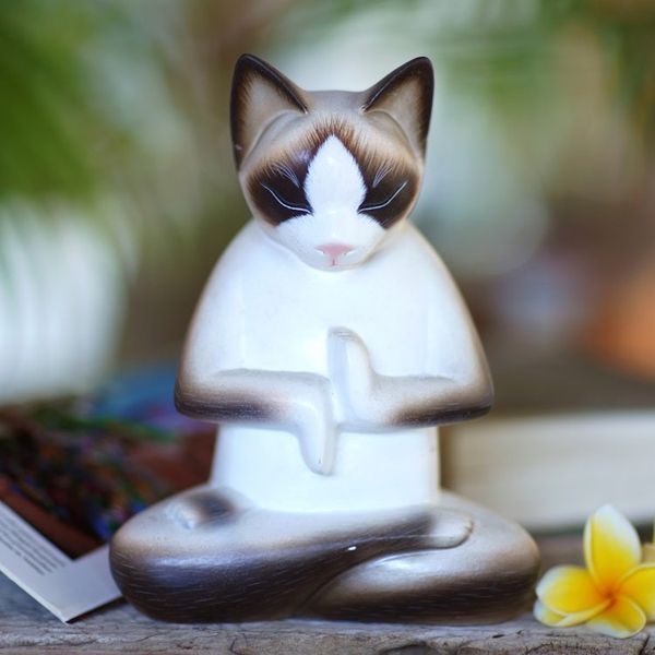 Alternate image for Wood sculpture Breathing Yoga Cat