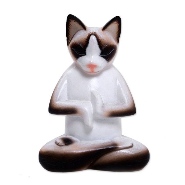 Alternate image for Wood sculpture Breathing Yoga Cat