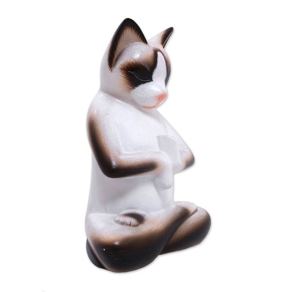Alternate image for Wood sculpture Breathing Yoga Cat
