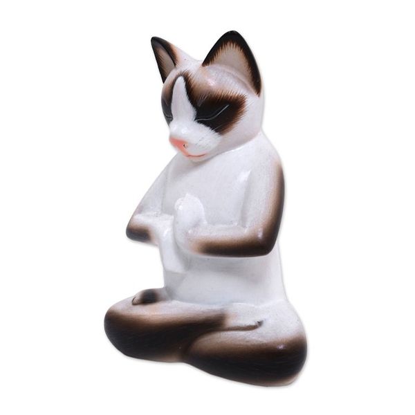Alternate image for Wood sculpture Breathing Yoga Cat