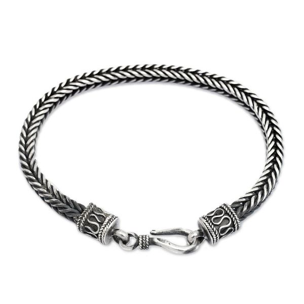 Alternate image for Handmade Sterling Silver Chain Bracelet Fishbone Twist