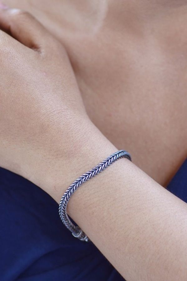Alternate image for Handmade Sterling Silver Chain Bracelet Fishbone Twist