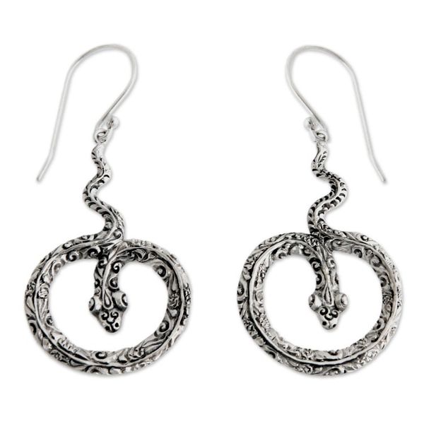 Alternate image for Artisan Crafted Sterling Silver Snake Earrings Magic Serpent