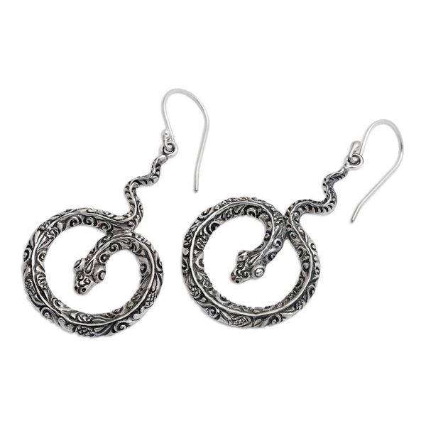 Alternate image for Artisan Crafted Sterling Silver Snake Earrings Magic Serpent