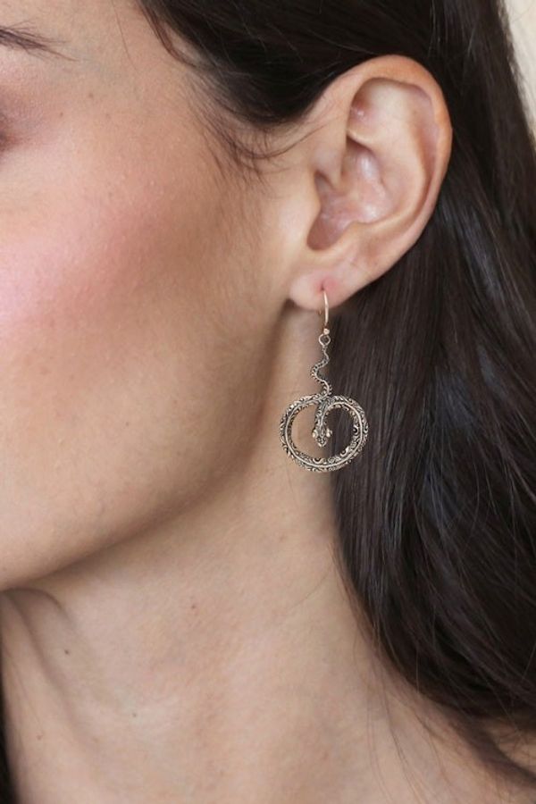 Alternate image for Artisan Crafted Sterling Silver Snake Earrings Magic Serpent