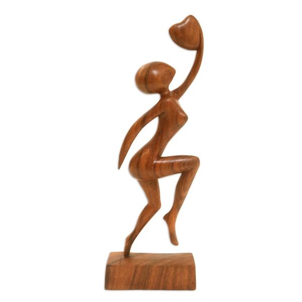 Alternate image for Hand Made Romantic Wood Sculpture Reaching for Love