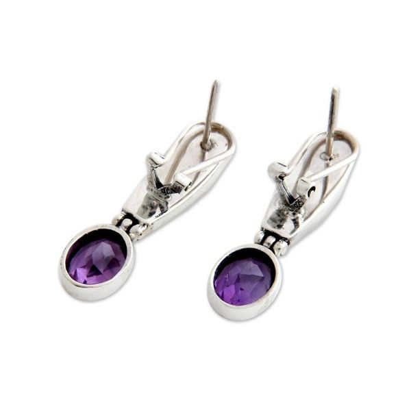 Alternate image for Sterling Silver and Amethyst Drop Earrings Pura Dalem