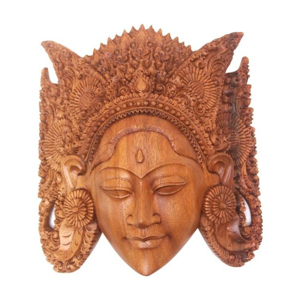 Alternate image for Balinese Handcarved Wood Mask of Sita Wife of Rama Beautiful Sita