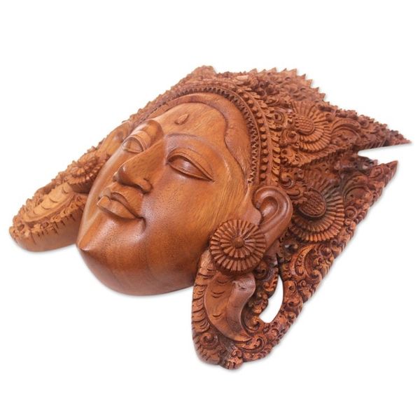 Alternate image for Balinese Handcarved Wood Mask of Sita Wife of Rama Beautiful Sita