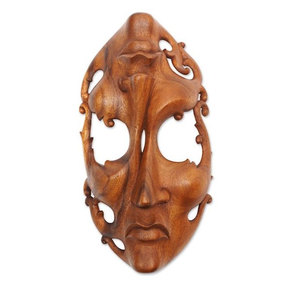 Alternate image for Unique Modern Wood Mask Joy and Sorrow