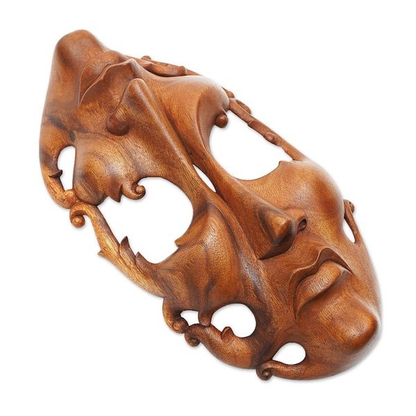 Alternate image for Unique Modern Wood Mask Joy and Sorrow