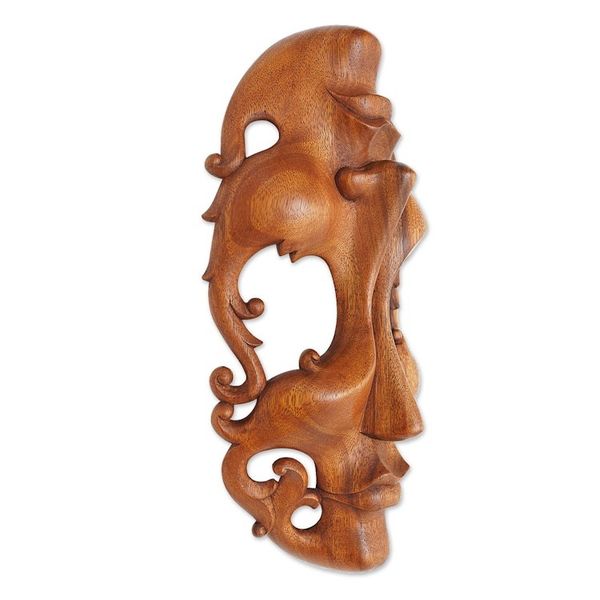 Alternate image for Unique Modern Wood Mask Joy and Sorrow