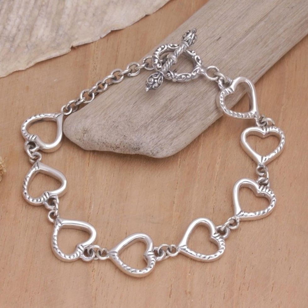 Sterling Silver heart bracelet 'Story of Love'