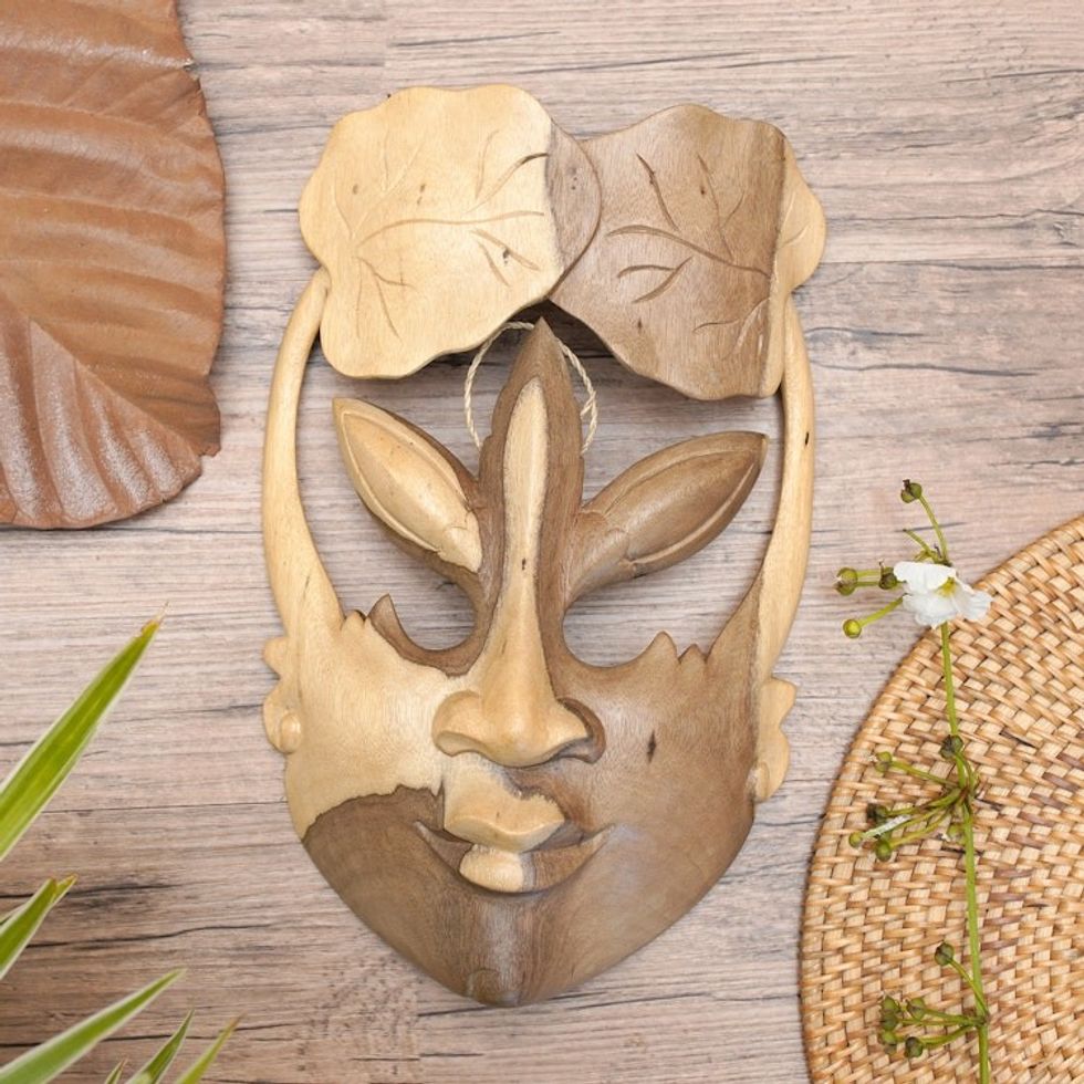 Wood mask 'Water Lily Princess'