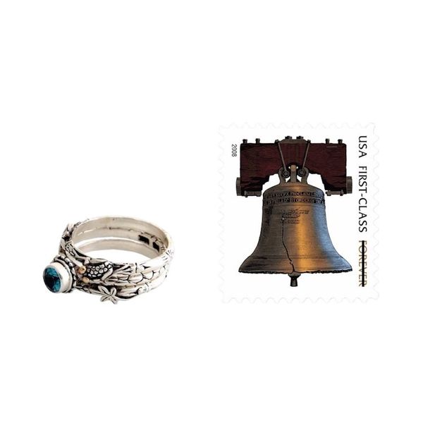 Alternate image for Blue Topaz and Sterling Silver Stacking Rings Tree Frog