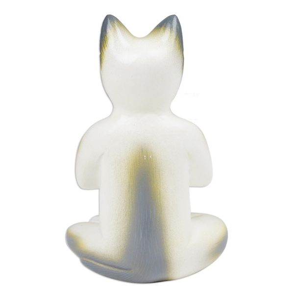 Alternate image for Unique Wood Cat Sculpture Cat in Meditation