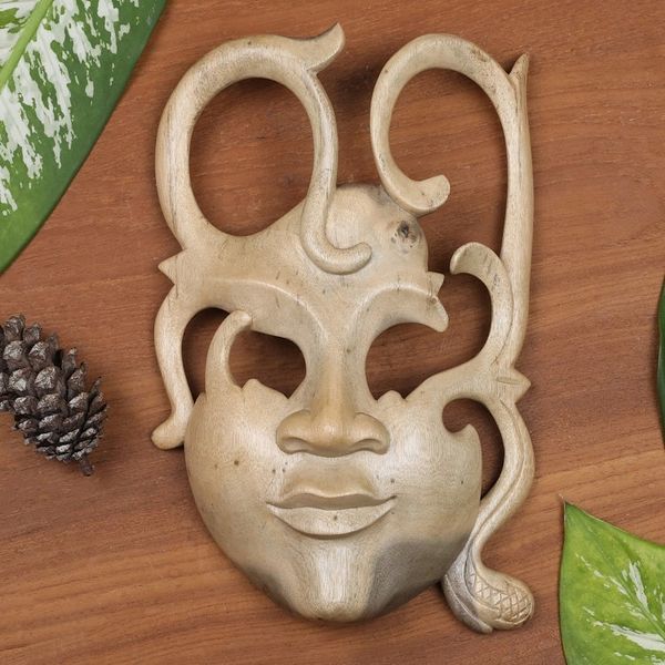 Alternate image for Hand Made Modern Wood Mask Optimist