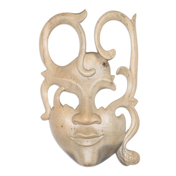 Alternate image for Hand Made Modern Wood Mask Optimist