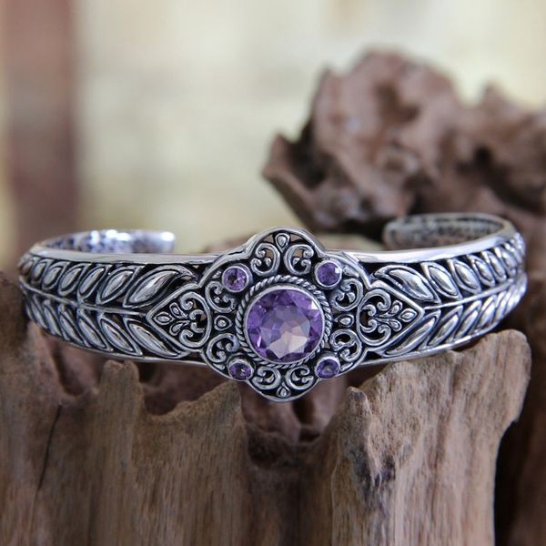 Alternate image for Sterling Silver and Amethyst Cuff Bracelet Rice Divine