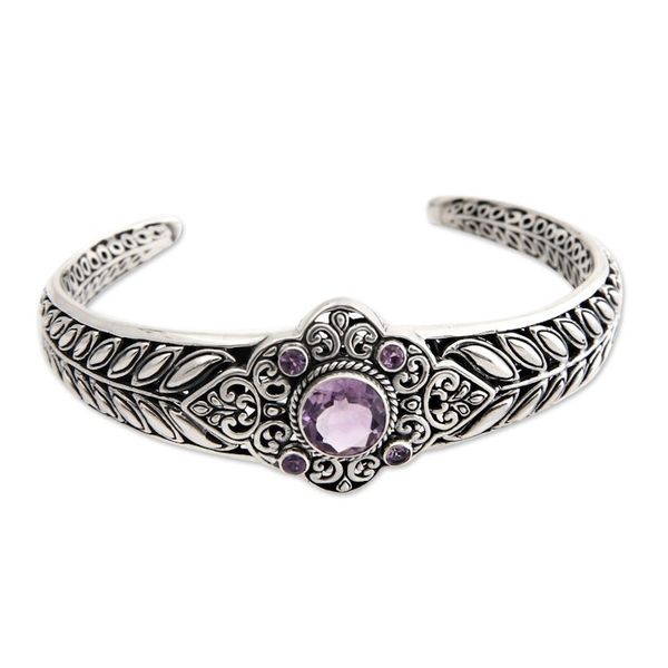 Alternate image for Sterling Silver and Amethyst Cuff Bracelet Rice Divine
