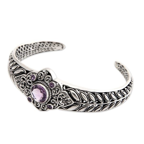 Alternate image for Sterling Silver and Amethyst Cuff Bracelet Rice Divine