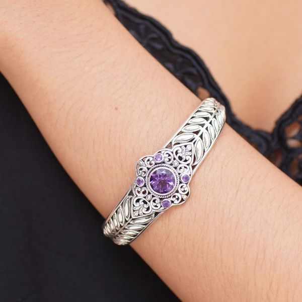 Alternate image for Sterling Silver and Amethyst Cuff Bracelet Rice Divine