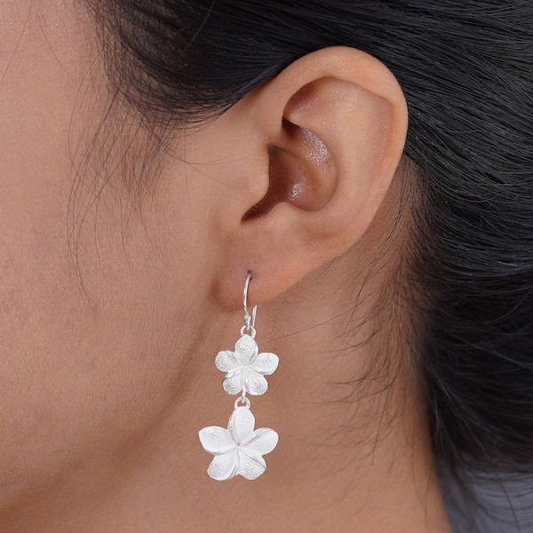 Alternate image for Floral Sterling Silver Dangle Earrings Frangipani Twins