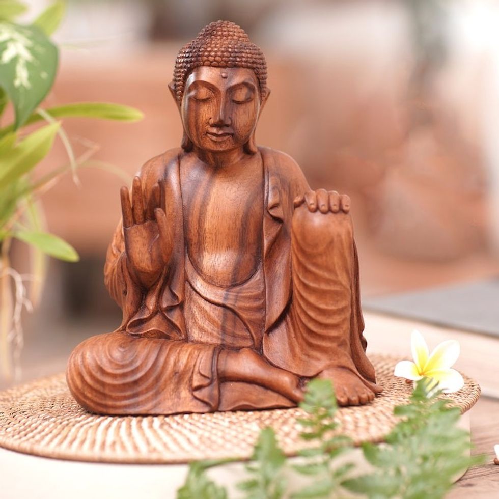 Suar Wood Sculpture 'Buddha's Lesson'