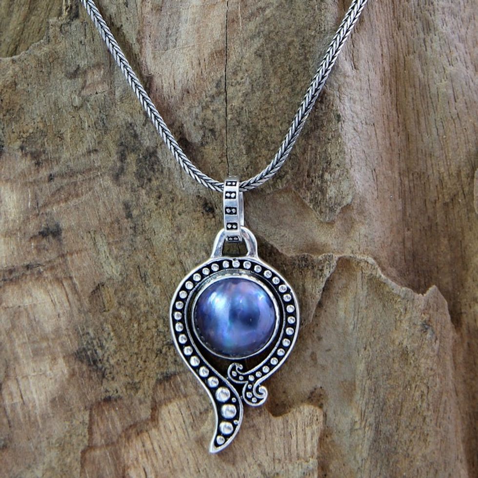 Handcrafted Sterling Silver and Pearl Necklace 'Sky Catcher'