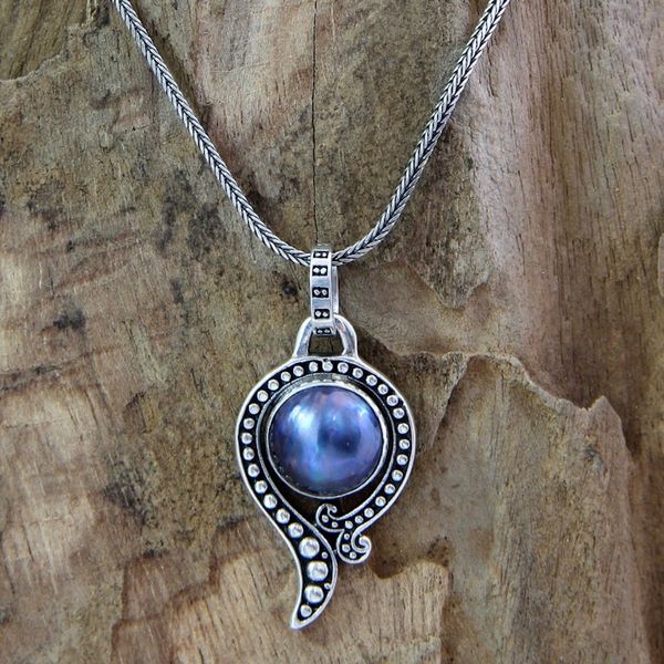Alternate image for Handcrafted Sterling Silver and Pearl Necklace Sky Catcher