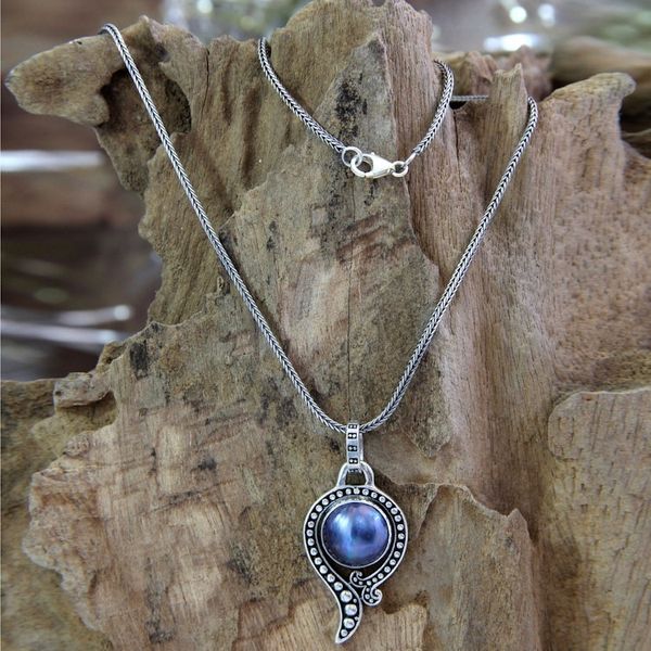 Alternate image for Handcrafted Sterling Silver and Pearl Necklace Sky Catcher