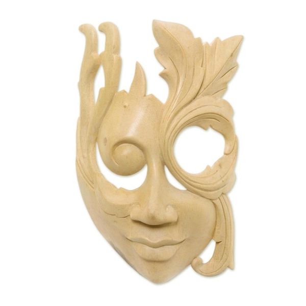 Alternate image for Modern Hibiscus Wood Mask Blossoming Woman