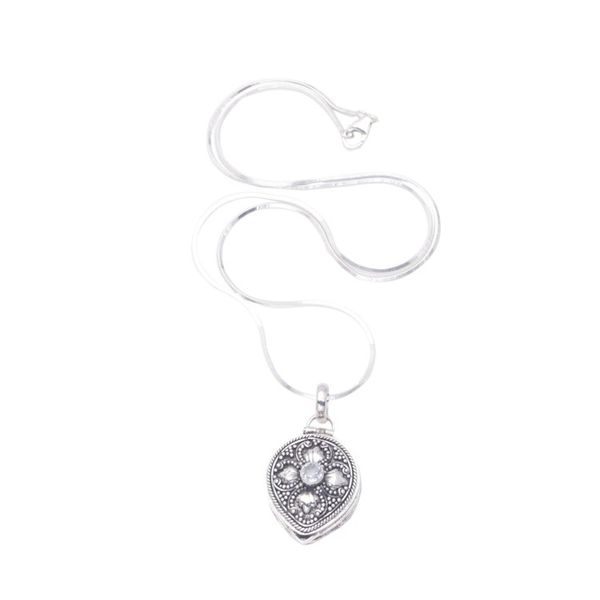 Alternate image for Handcrafted Sterling Silver and Blue Topaz Locket Necklace Sparkling Love