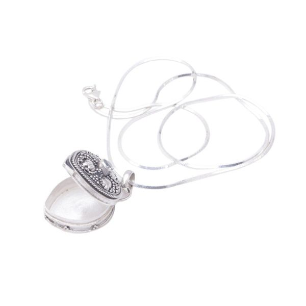 Alternate image for Handcrafted Sterling Silver and Blue Topaz Locket Necklace Sparkling Love