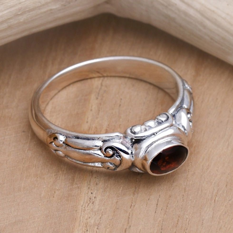 Garnet Solitaire Ring from Indonesia 'Red Passion'