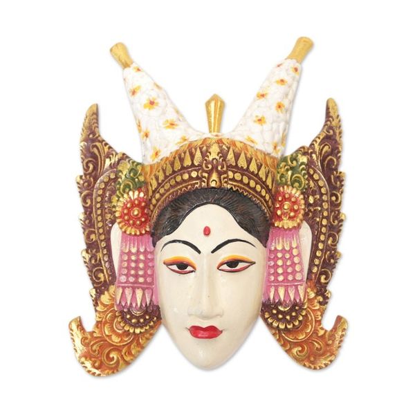 Alternate image for Unique Cultural Wood Mask Beautiful Legong Dancer