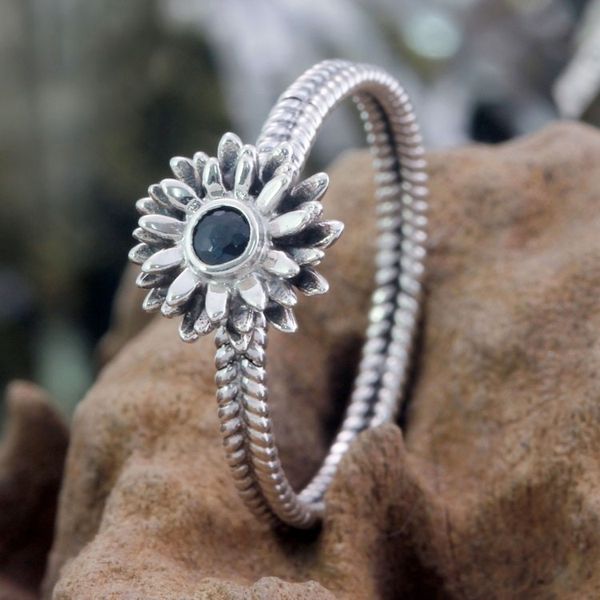 Alternate image for Floral Sterling Silver and Sapphire Ring September Aster