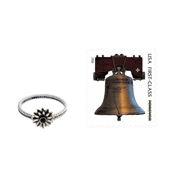 Alternate image for Floral Sterling Silver and Sapphire Ring September Aster