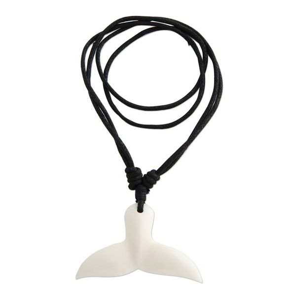 Alternate image for Handcrafted Cow Bone Pendant Necklace Whale Tail