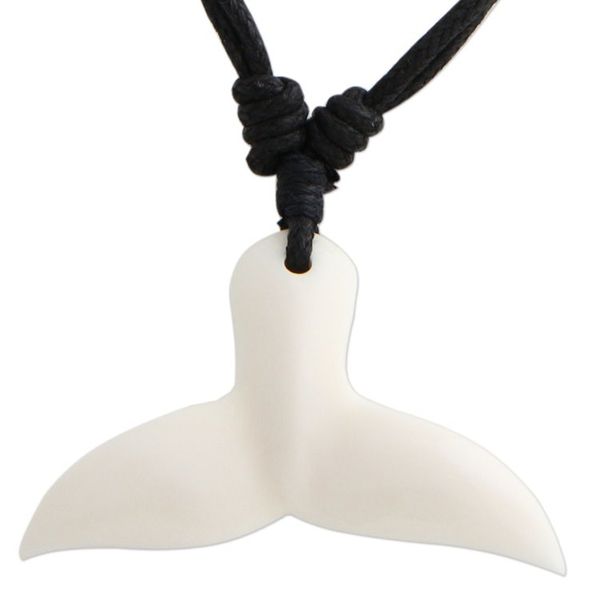 Alternate image for Handcrafted Cow Bone Pendant Necklace Whale Tail