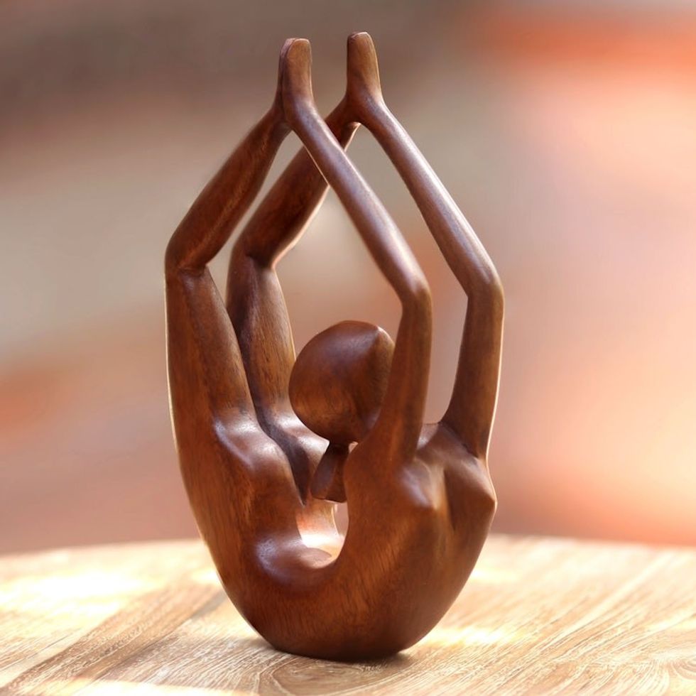 Wood sculpture 'Lithe Gymnast'