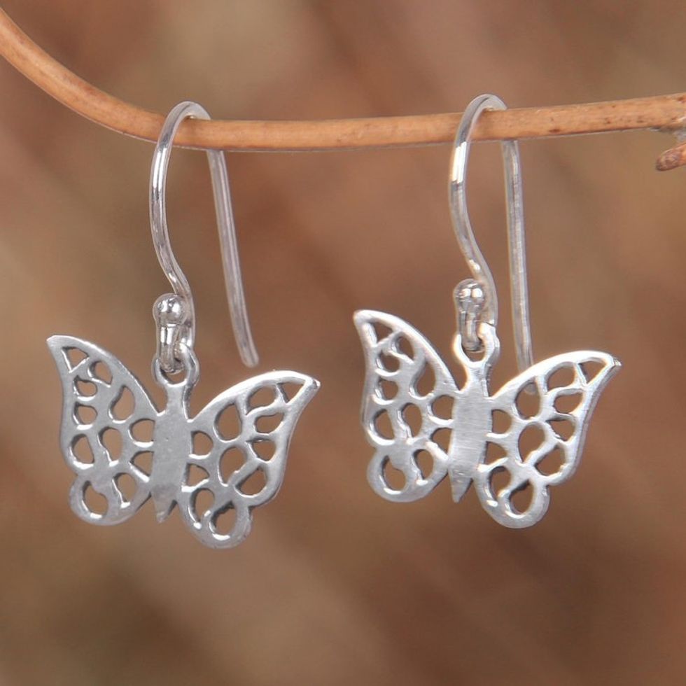 Sterling Silver Dangle Earrings 'Free as a Butterfly'