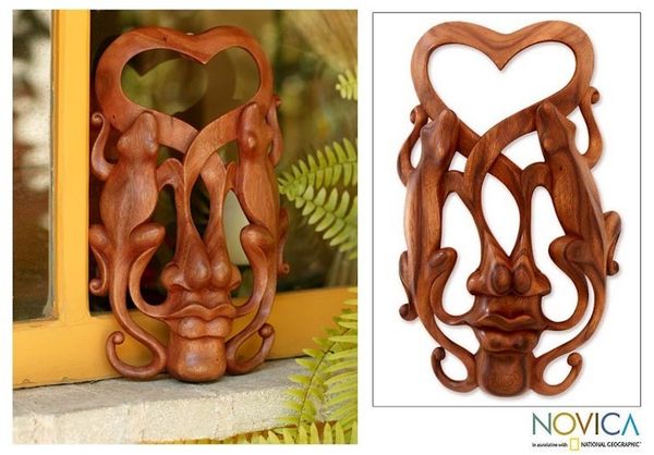 Alternate image for Modern Carved Wood Mask Song of Love