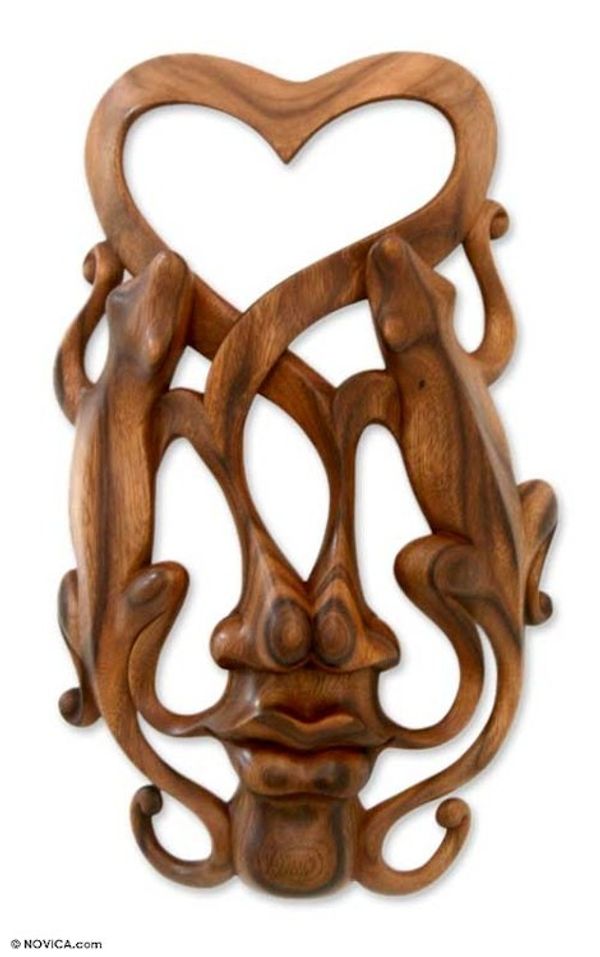 Alternate image for Modern Carved Wood Mask Song of Love