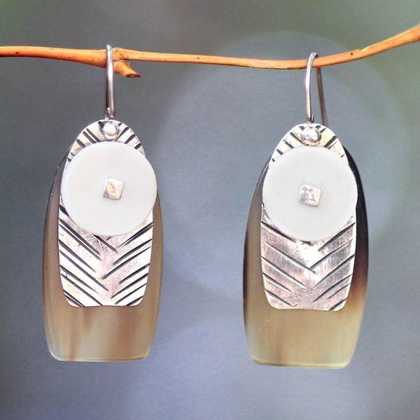 Alternate image for Sterling silver and cow horn dangle earrings Seagull
