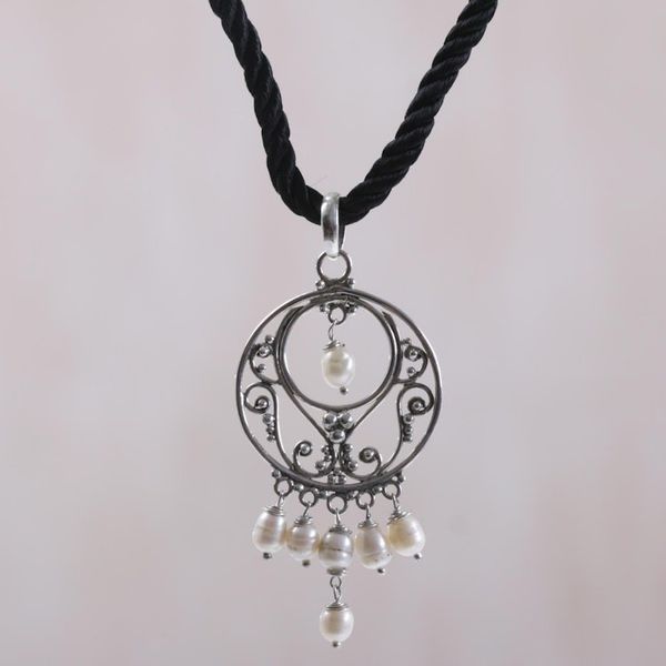 Alternate image for Sterling Silver and Pearls Pendant Necklace Moonbeams