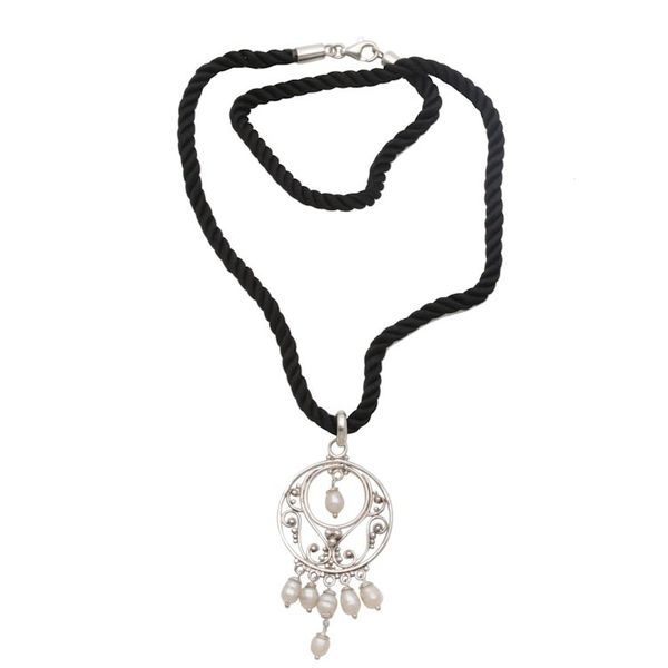 Alternate image for Sterling Silver and Pearls Pendant Necklace Moonbeams