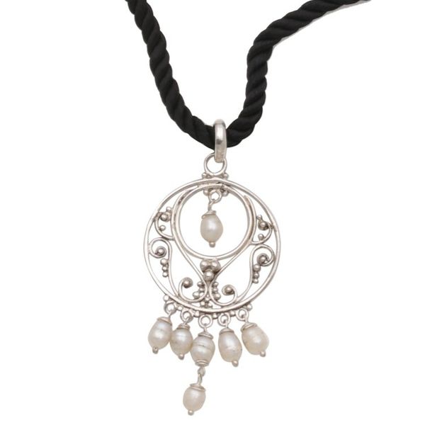 Alternate image for Sterling Silver and Pearls Pendant Necklace Moonbeams