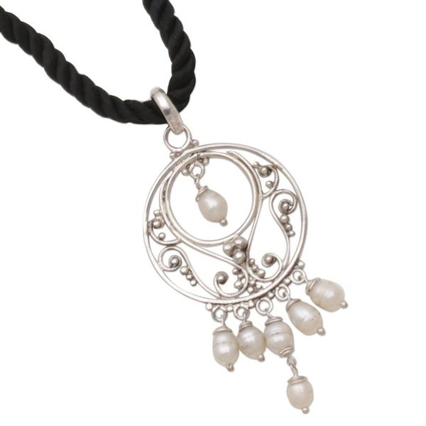 Alternate image for Sterling Silver and Pearls Pendant Necklace Moonbeams