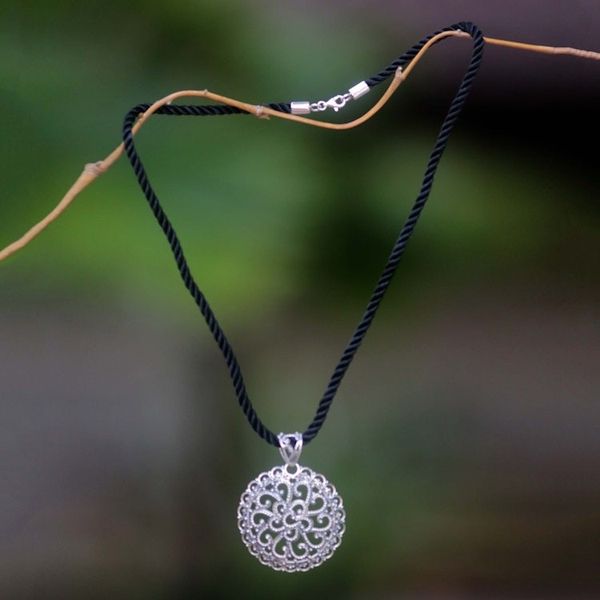 Alternate image for Sterling Silver Pendant Necklace Bali Medallion